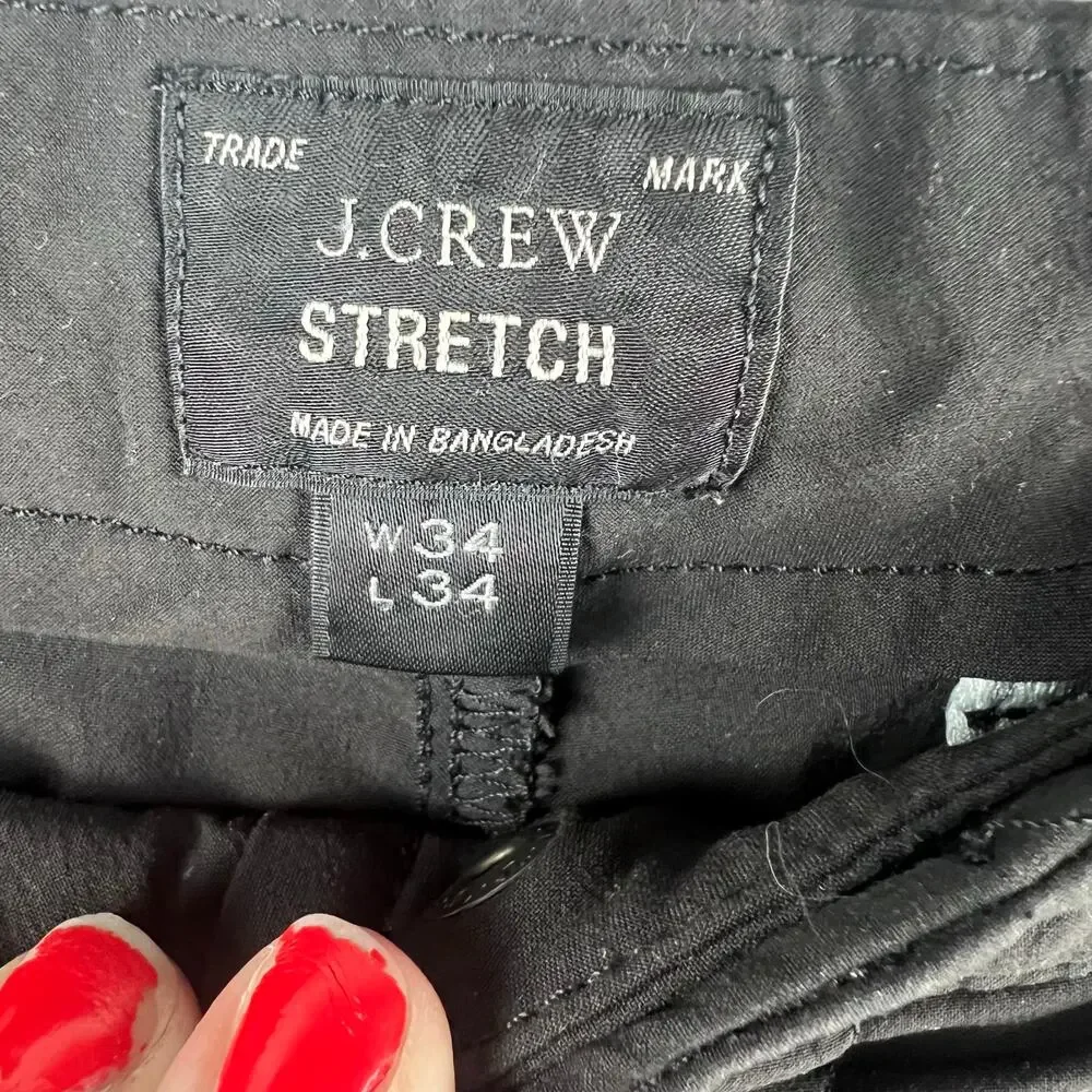 J.Crew Mens 484 Slim-fit Tech Pant 34x34 Brown Stretch Water-Resistant